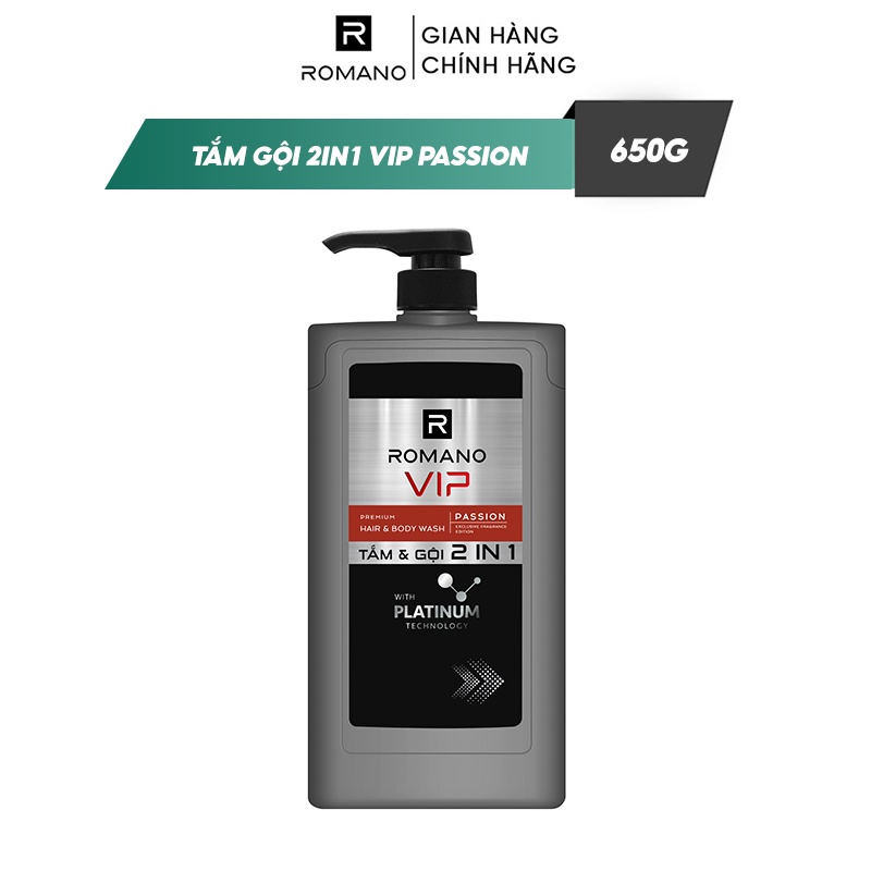 Tắm Gội 2 trong 1 Romano Vip Passion 650gr